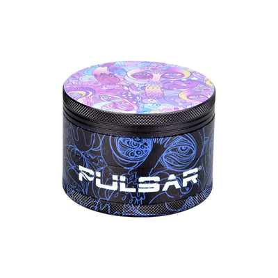 Pulsar Design Series Grinder with Side Art - Melting Mushroom / 4pc / 2.5" - Headshop.com