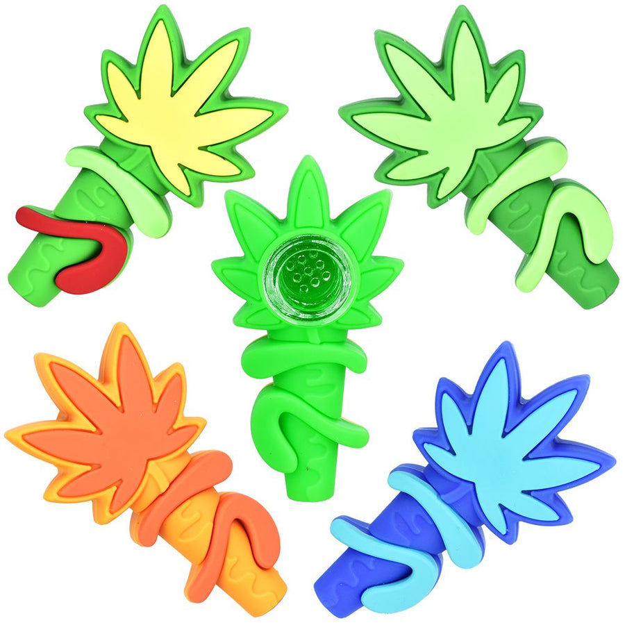 Silicone Hemp Leaf Hand Pipe - 3" / 5ct - Headshop.com