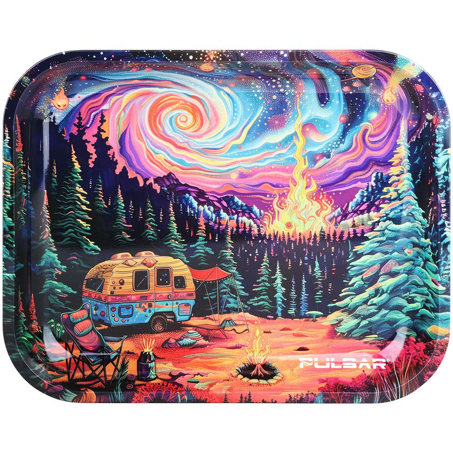 Pulsar Design Series Large Metal Rolling Tray - Starry Starry Camp / 13"x11" - Headshop.com