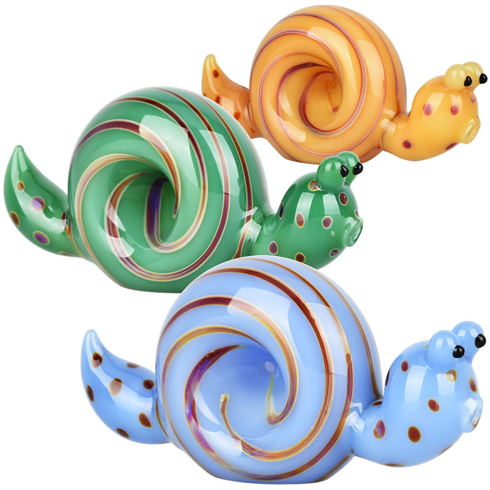 Spun Snail Glass Hand Pipe - 4" / Colors Vary - Headshop.com