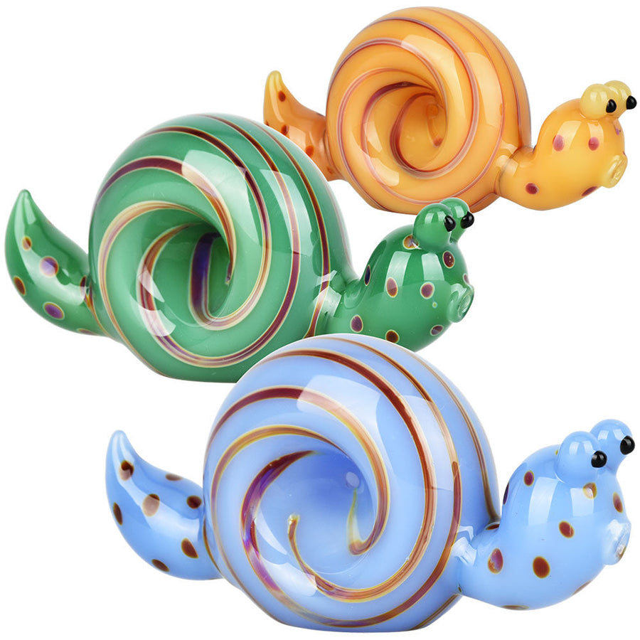 Spun Snail Glass Hand Pipe - 4" / Colors Vary - Headshop.com