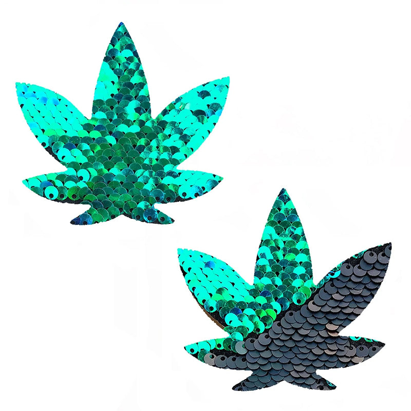 Neva Nude Pasty Pot Leaf Sequin Green To Black - Headshop.com