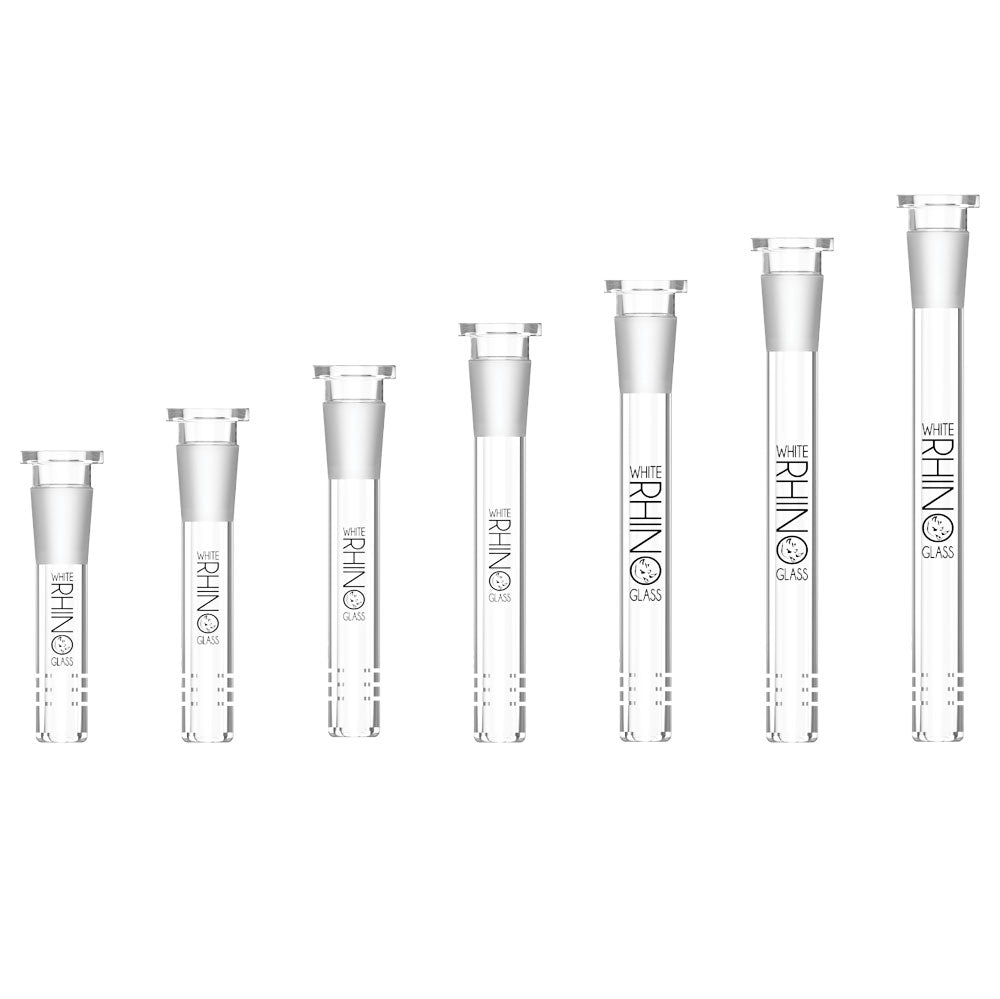 White Rhino Glass Downstems- 19/14mm / Asst Sizes - 49PC DISP - Headshop.com