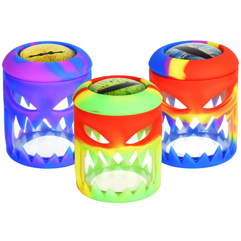 Lizard Eye Silicone Wrapped Glass Storage Jar - 80mL/Colors Vary - Headshop.com