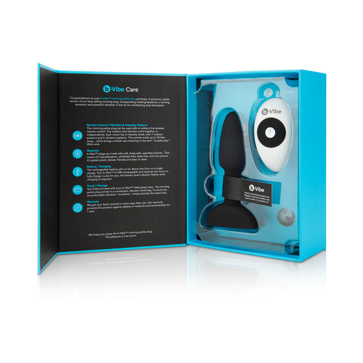 b-Vibe Rimming Petite Rotating and Vibrating Remote Control Plug Black - Headshop.com