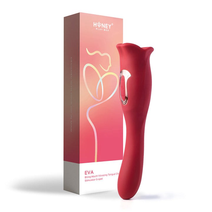 Honey Play Box Eva Sucking Mouth Tongue Clit Stimulator and G-spot Vibrator Red - Headshop.com