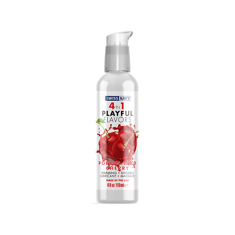 Swiss Navy 4 in 1 Playful Flavors Poppin Wild Cherry 4 oz. - Headshop.com