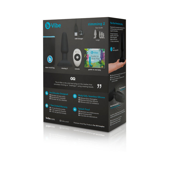 b-Vibe Rimming 2 Rotating and Vibrating Remote Control Plug Black - Headshop.com