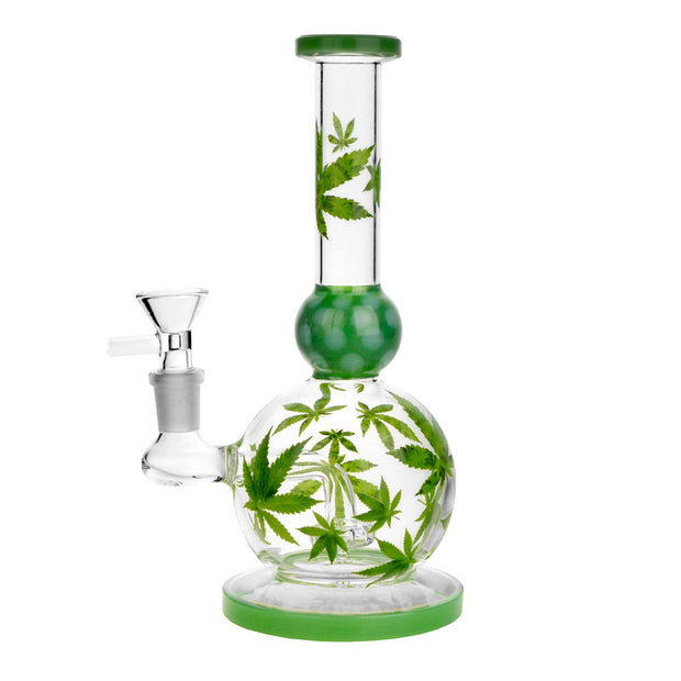 Hemp Leaf Ball Water Pipe - 8.5" / 14mm Female - Headshop.com