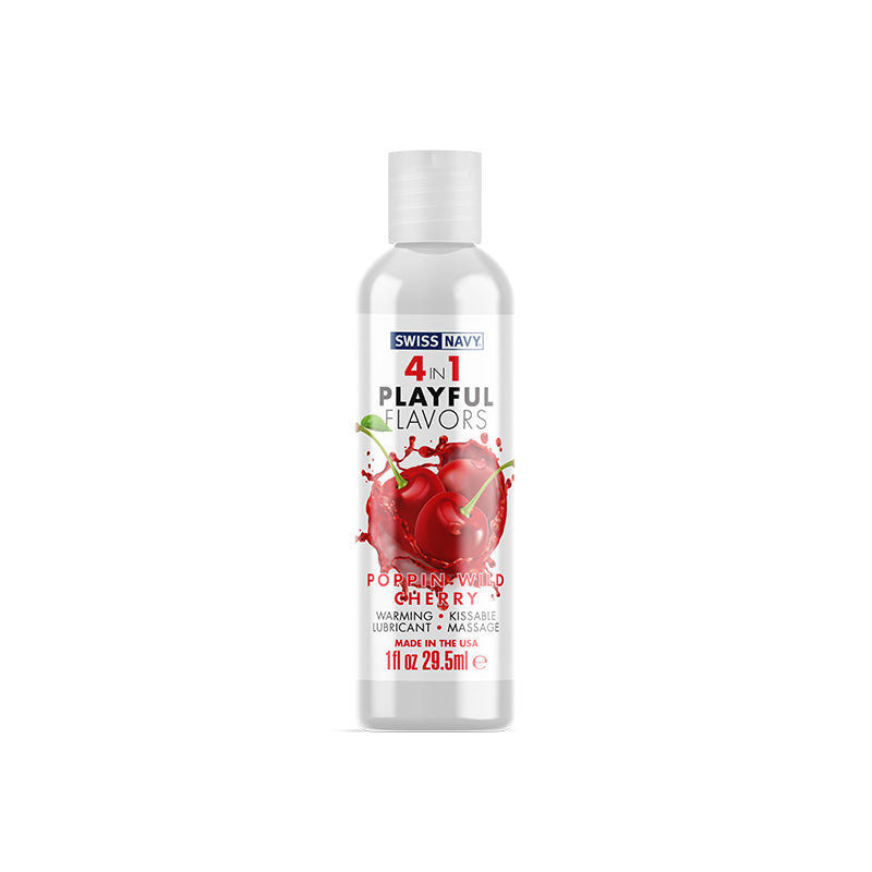 Swiss Navy 4 in 1 Playful Flavors Poppin Wild Cherry 1 oz. - Headshop.com