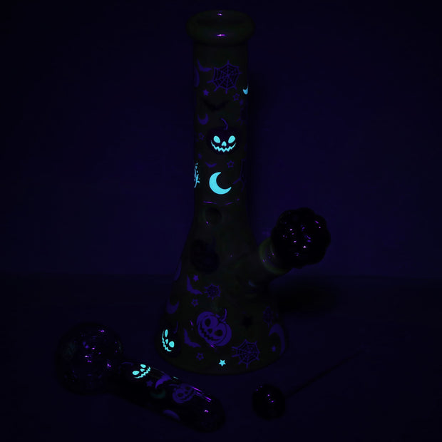 Pulsar Halloween Party Herb Pipe Glow Duo- 10" / 14mm F