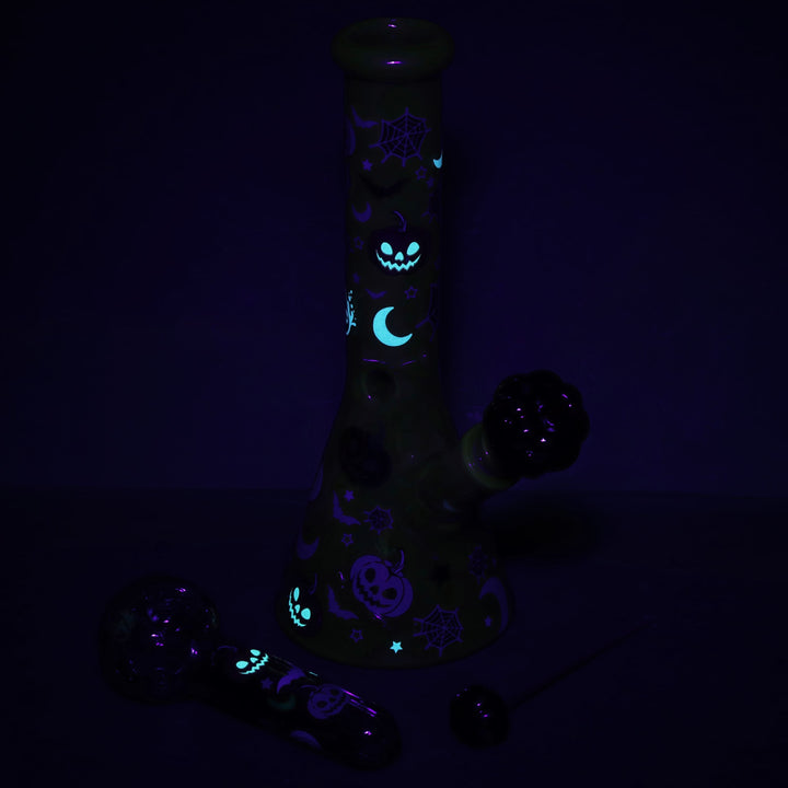 Pulsar Halloween Party Herb Pipe Glow Duo- 10" / 14mm F
