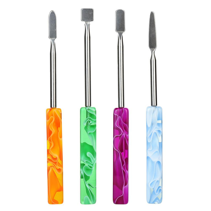Stainless Steel Dab Tool 4pc Set | Acrylic Handles - Headshop.com