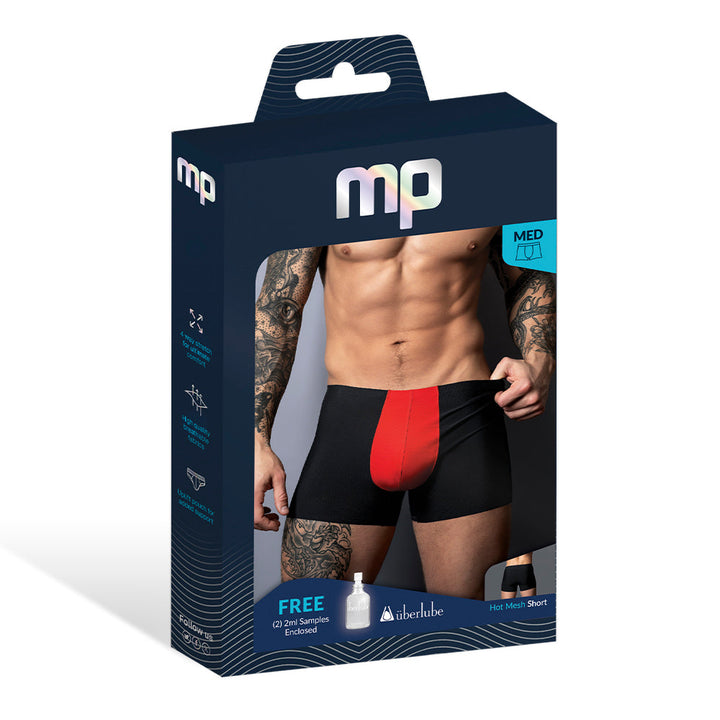 Male Power Hot Mesh Pouch Short Black/Red L - Headshop.com