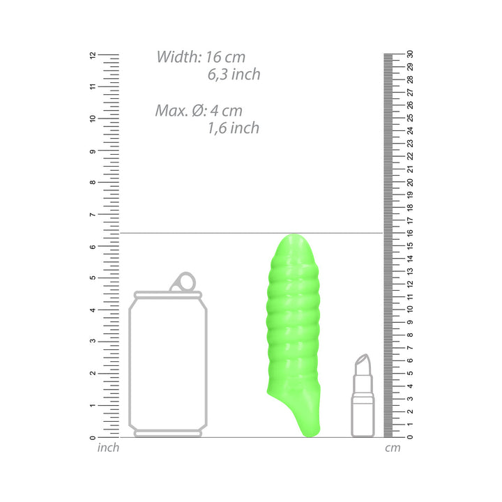 Ouch! Glow in the Dark Swirl Thick Stretchy 6.3 in. Penis Sleeve Neon Green