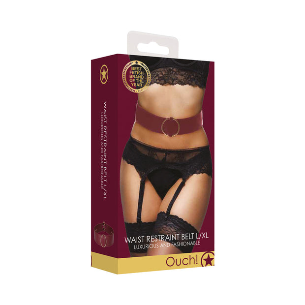 Ouch! Halo Ringed Waist Restraint Belt Burgundy S/M - Headshop.com