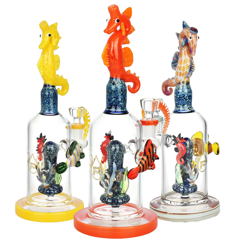 Pulsar Seahorse Ocean Reef Water Pipe-10.75"/14mm F/Clrs Vry - Headshop.com