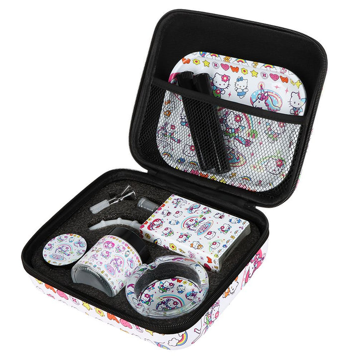 Cute Kitty Juicebox Glass Water Pipe Smoker's Travel Kit - 7" / 14mm F / Unicorn Kitty