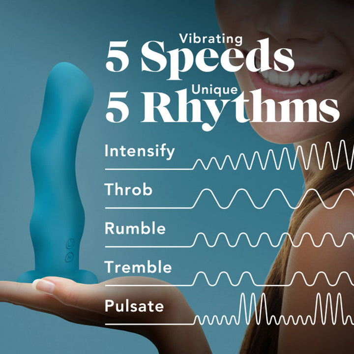Blush Impressions Miami Rechargeable Silicone 6.5 in. Vibrating Dildo with Suction Cup Teal - Headshop.com