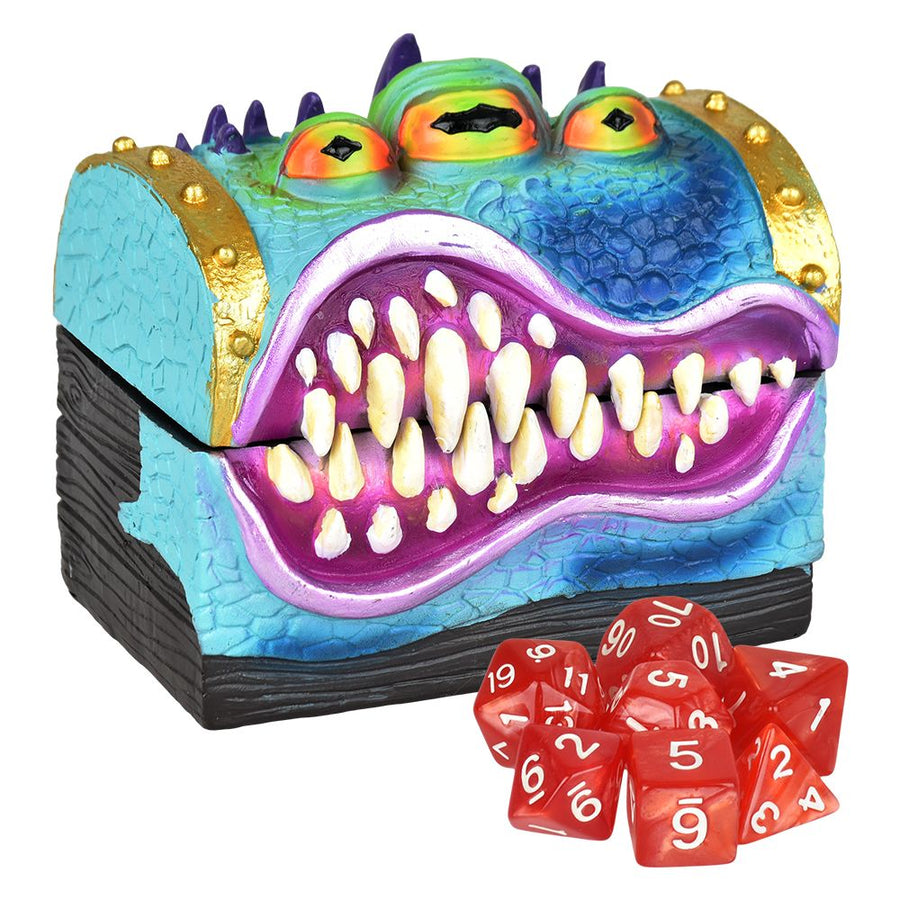 Monster Polyresin Box with Gaming Dice - 3.8" x 3.6" - Headshop.com
