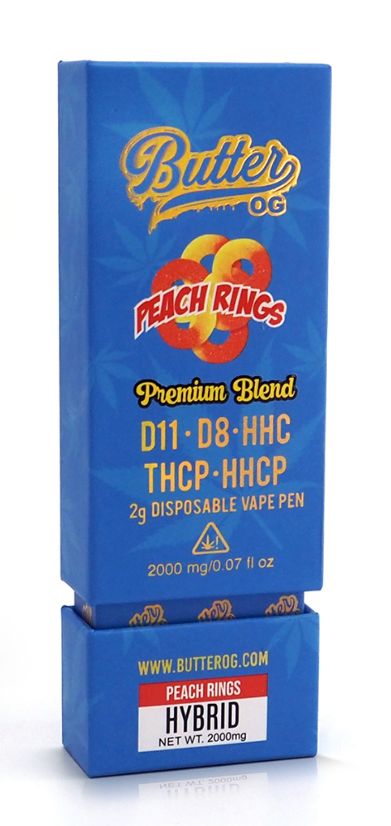 Butter OG Premium Blend D11, D8, HHC, THCP, HHCP 2g Disposable Vape - Peach Rings (Hybrid) - Headshop.com
