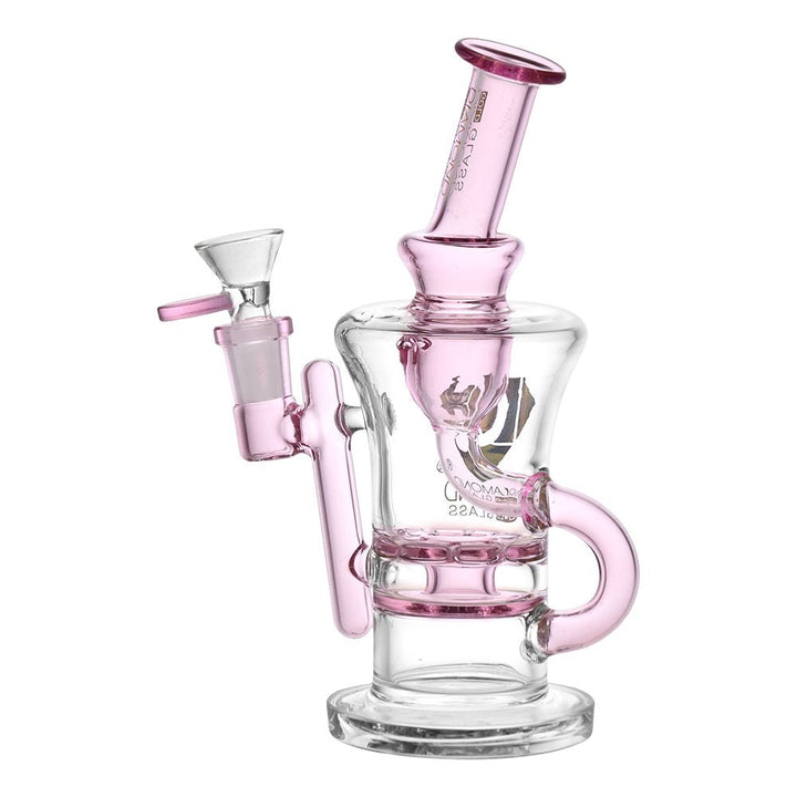Diamond Glass Gold Ratchet Perc Recycler Water Pipe - 7.75" / 14mm F - Headshop.com