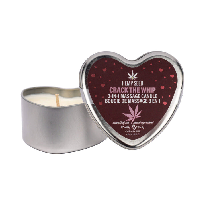 Earthly Body Hemp Seed Valentine 3-in-1 Massage Candle Crack The Whip 4.7 oz. - Headshop.com