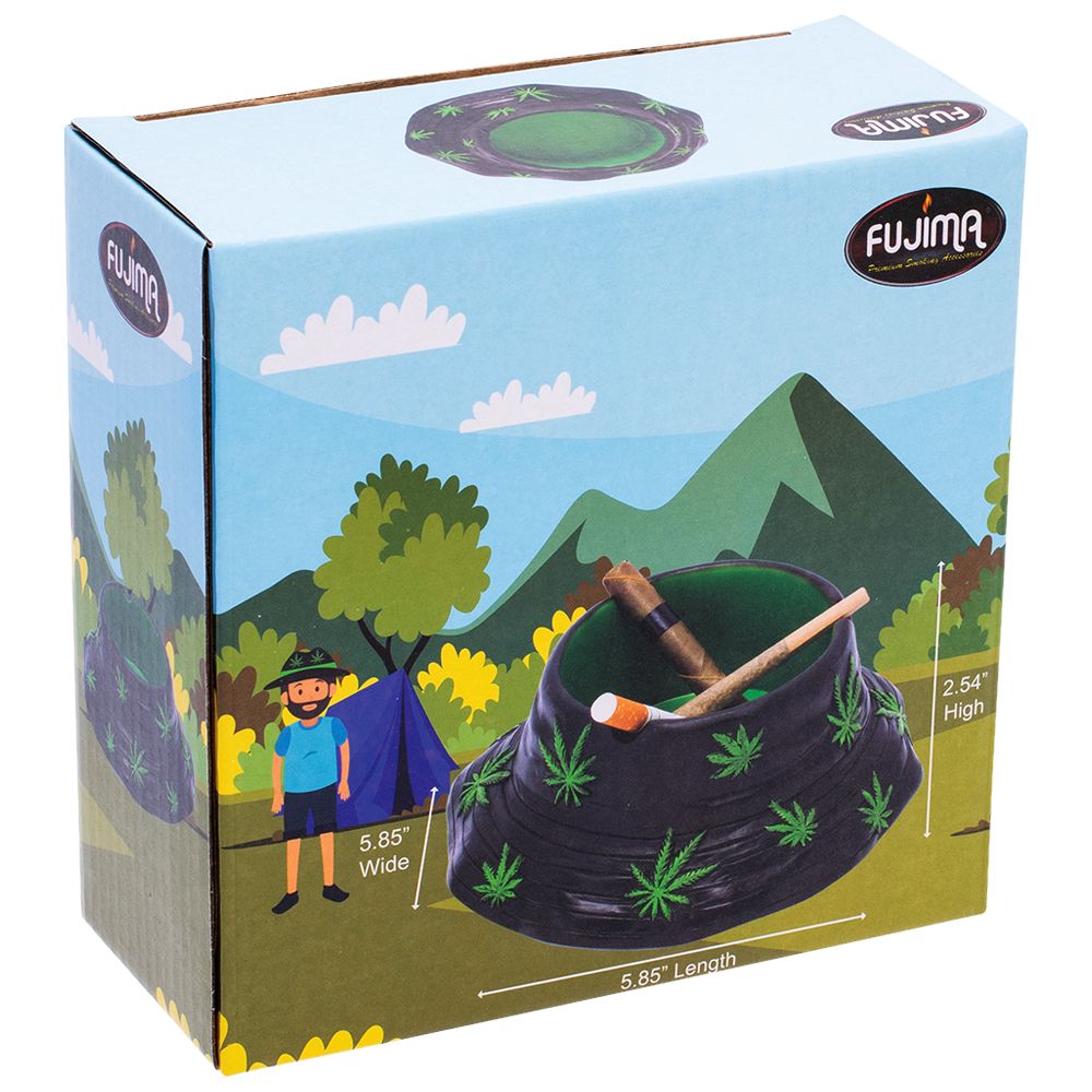 Fujima Black & Green Leaf Bucket Hat Ashtray - 5.75" - Headshop.com