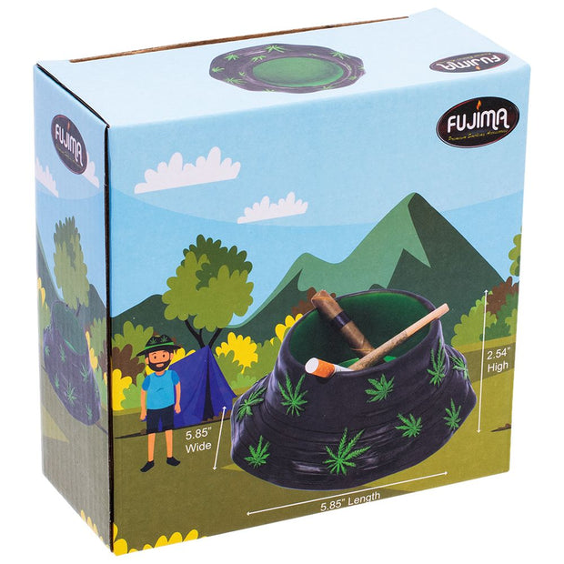 Fujima Black & Green Leaf Bucket Hat Ashtray - 5.75" - Headshop.com