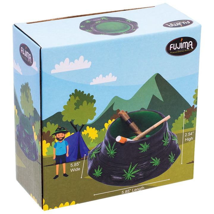 Fujima Black & Green Leaf Bucket Hat Ashtray - 5.75" - Headshop.com