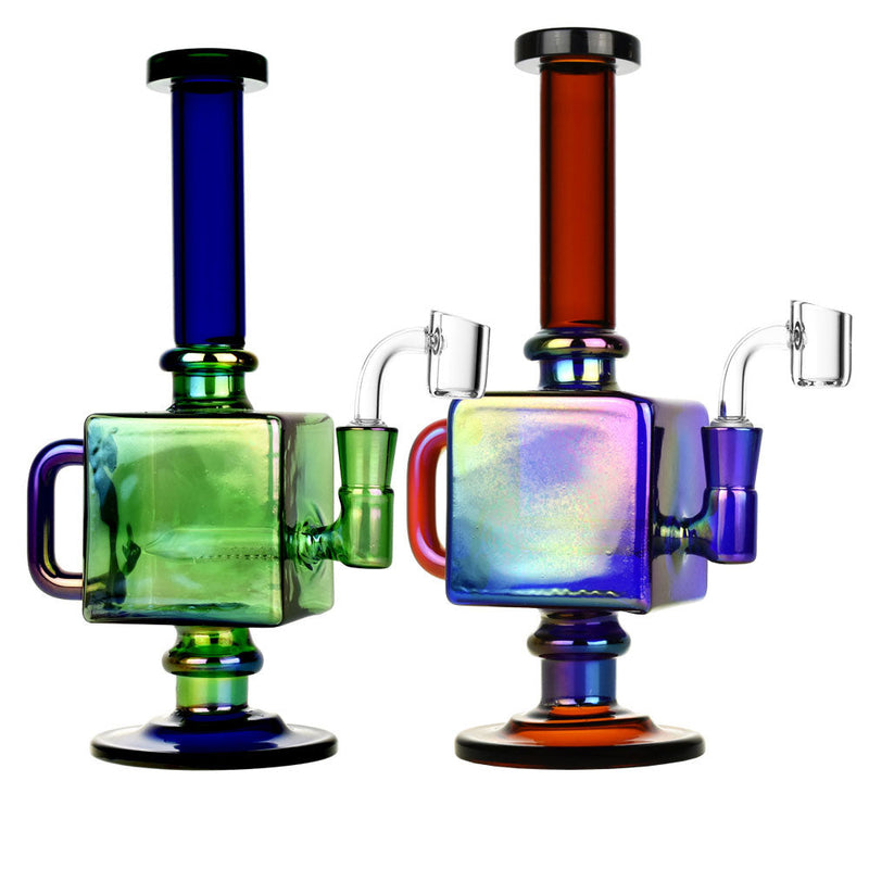 Iridescent Teapot Cube Inline Rig - 9.5"/14mm F/Colors Vary - Headshop.com
