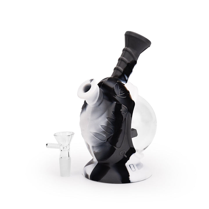 Ritual - 7.5'' Silicone Astro Bubbler - Black & White Marble - Headshop.com