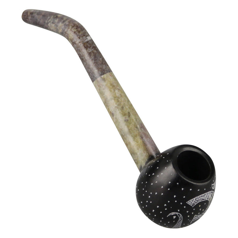 Carved Stone Pipe w/ Om Symbol - Headshop.com