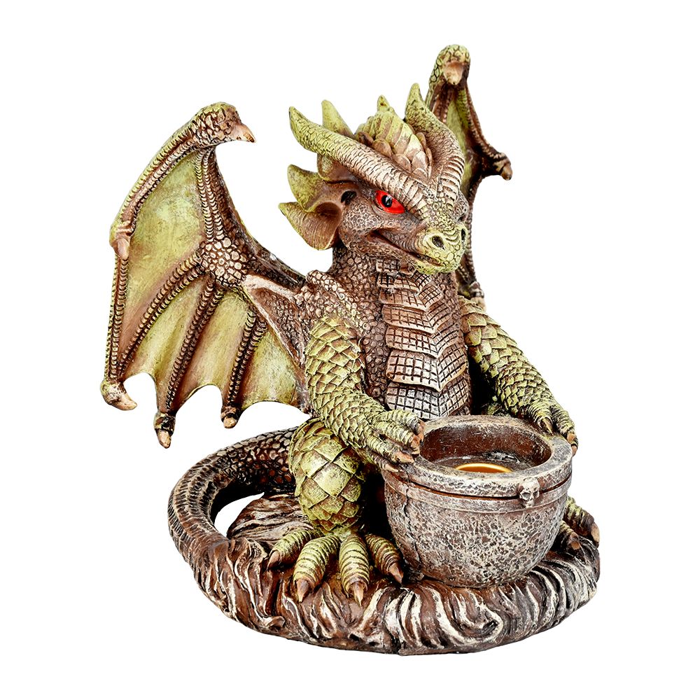 Rascally Dragon Decorative Polyresin Votive Candle Holder Figurine - 6.5" - Headshop.com