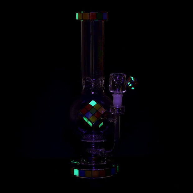 Pulsar Rubik's Cube Perc Bubble Base Glass Water Pipe - 12.5" - Headshop.com
