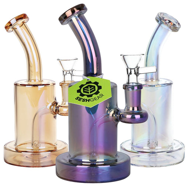 3CT BUNDLE - SeshGear Electroplated Glass Rig - 7" / 14mm F / Assorted Colors