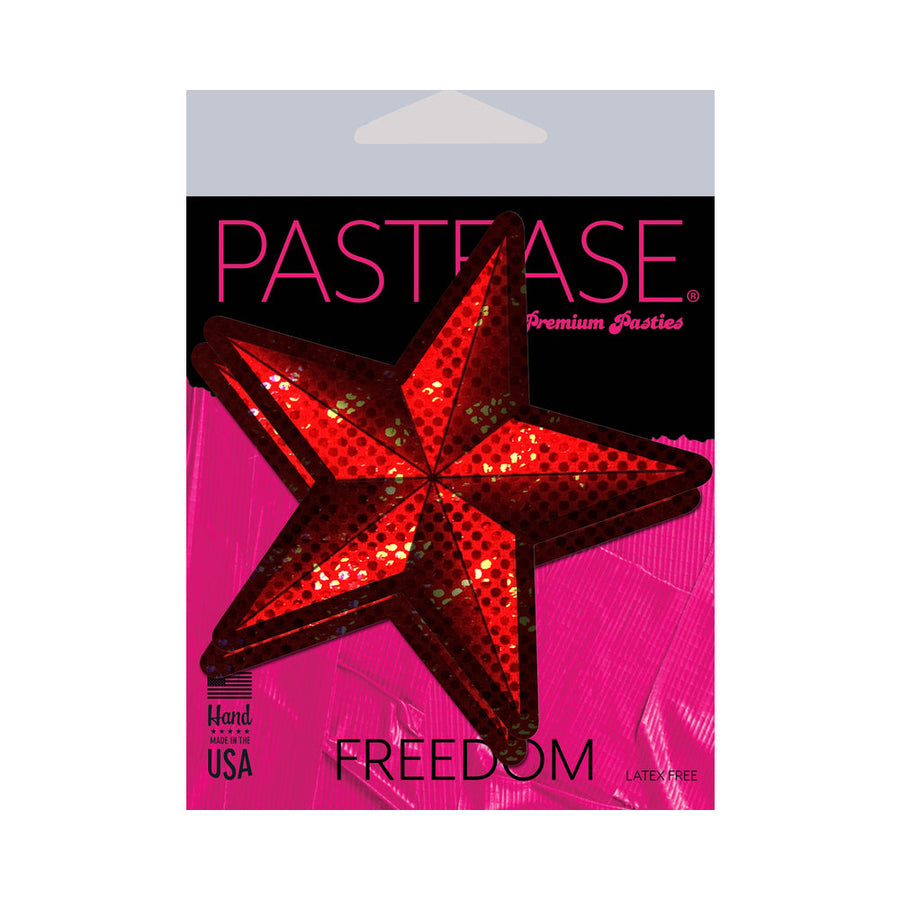 Pastease Nautical Star: Diamond Thom Red Disco Sailor Star Nipple Pasties - Headshop.com