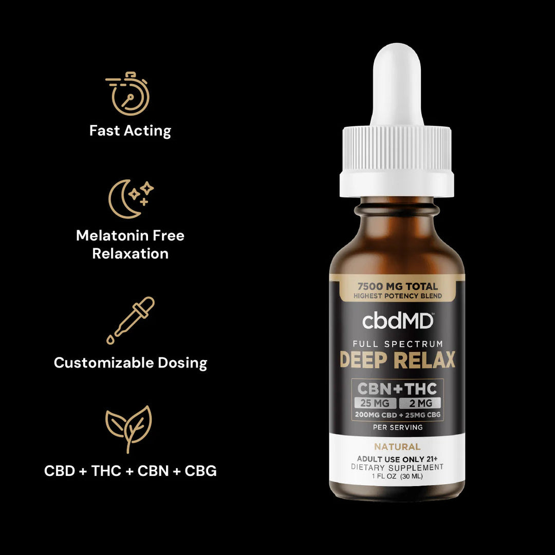 cbdMD Full Spectrum CBD + CBG Oil Deep Sleep Drops - 7500MG - Headshop.com