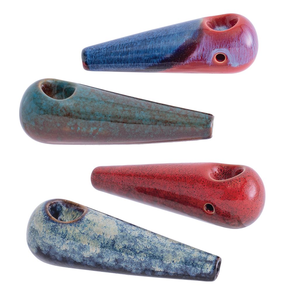 Kush RX Mini Reactive Glazed Ceramic Hand Pipes 4.25" / 12ct