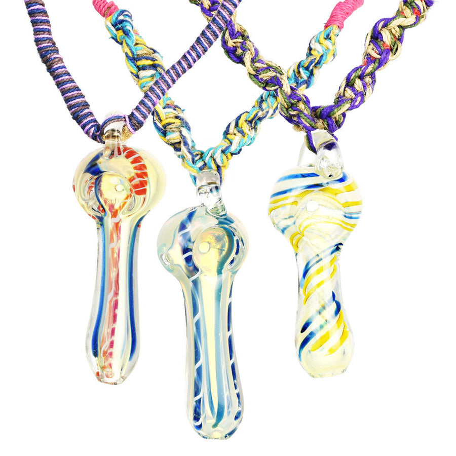 Glass Novelty Mushroom-Shaped Pipe Pendant on Hemp Necklace - Headshop.com