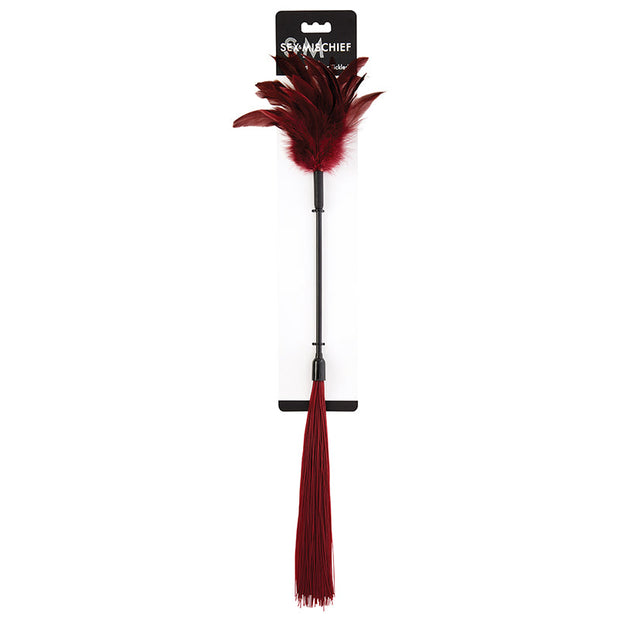 Sportsheets Sex & Mischief Shadow Feather Tickler Dual-Ended Flogger Burgundy - Headshop.com