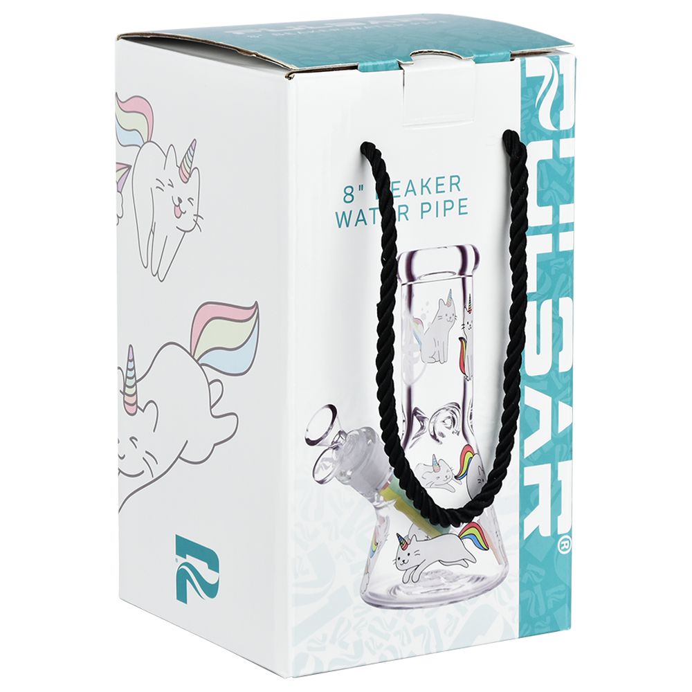 Pulsar Caticorns Design Glass Beaker Water Pipe - 8" / 14mm F - Headshop.com