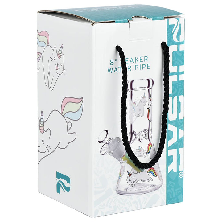 Pulsar Caticorns Design Glass Beaker Water Pipe - 8" / 14mm F - Headshop.com