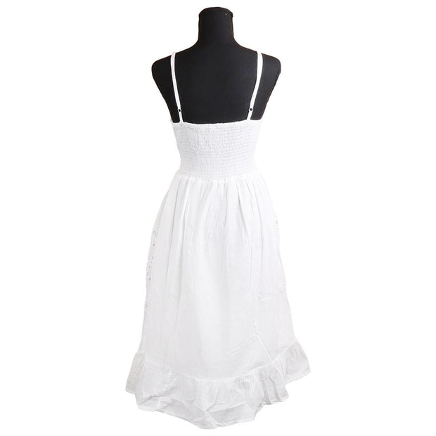 Spaghetti Strapped White Cotton Dress - One Size - Headshop.com