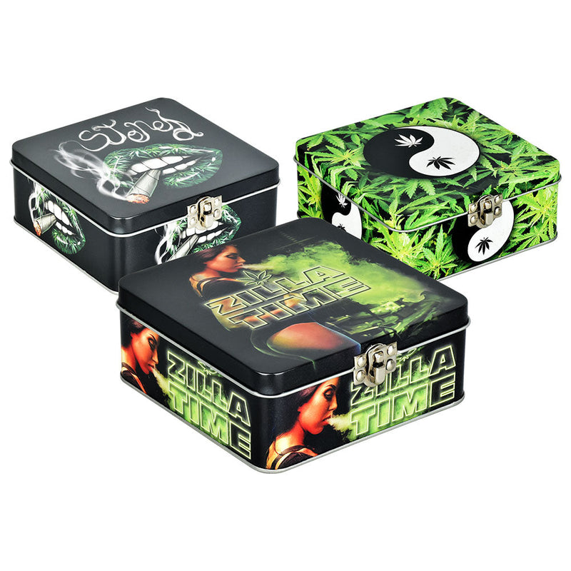 Smokezilla Stash Box w/ Rolling Tray - 5"x5"/Asst - 6PC DISP - Headshop.com