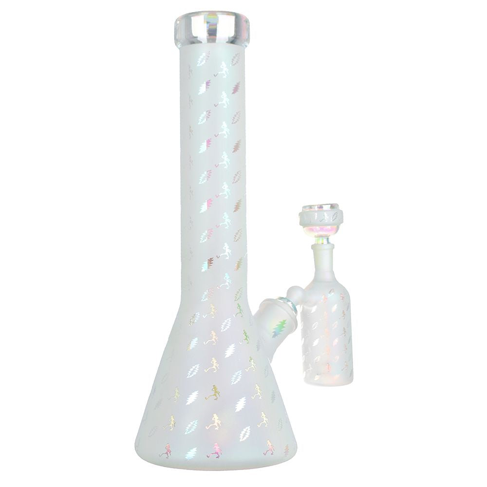 Grateful Dead x Pulsar Bolts And Skellies Glass Beaker Water Pipe Set | 13.75" | 14mm F - Headshop.com