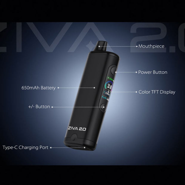 10CT DISPLAY - Yocan Ziva Pro 2.0 Auto-Draw 510 Battery - 650mAh / Assorted Colors - Headshop.com