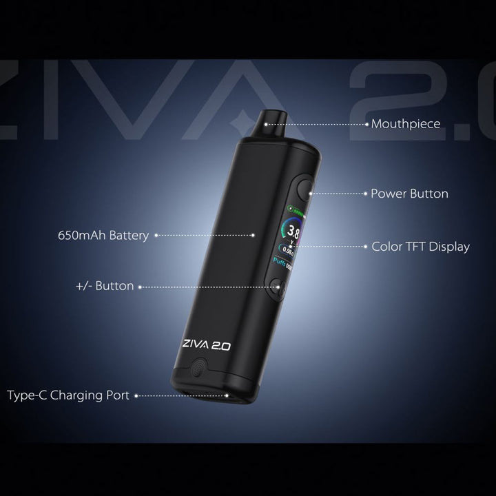 10CT DISPLAY - Yocan Ziva Pro 2.0 Auto-Draw 510 Battery - 650mAh / Assorted Colors - Headshop.com