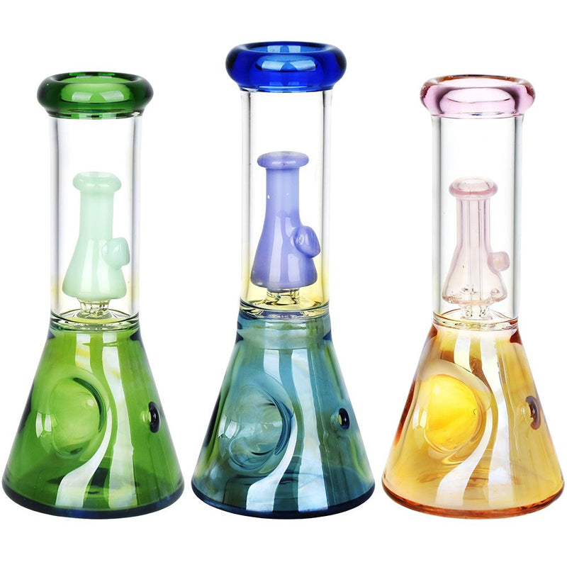 Beaker Perc Glass Hand Pipe - 6.5" / Colors Vary