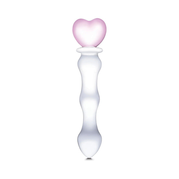 Glas 8 in. Sweetheart Glass Dildo with Pink Heart-Shaped Handle - Headshop.com